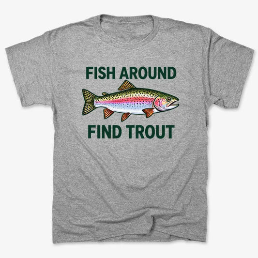Fish Around Find Trout-Unisex Heavyweight T-Shirt-Heather Gray