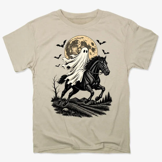 Ghost Rider on a Black Horse-Unisex Heavyweight T-Shirt-Sand