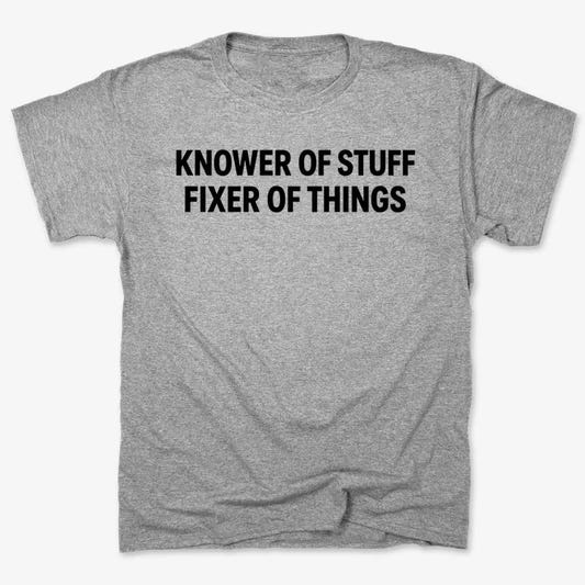 Knower of Stuff Fixer of Things-Unisex Heavyweight T-Shirt-Heather Gray