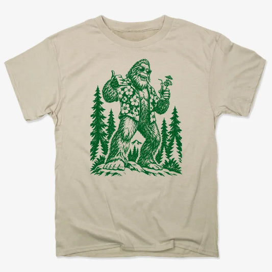 Vacay Bigfoot Among the Trees-Unisex Heavyweight T-Shirt-Sand