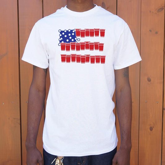 Beer Pong USA Flag Made of Red Cups and Ping Pong Balls