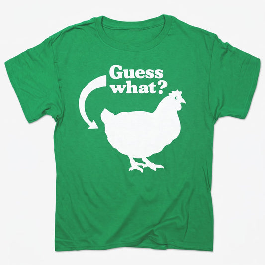 Guess What Chicken Butt Joke in Kelly Green Heather