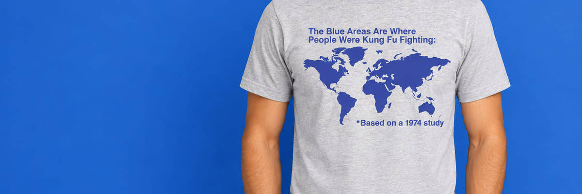 Tee Time deal of the day: Kung Fu Map Everybody Was Kung Fu Fighting World Map — $6