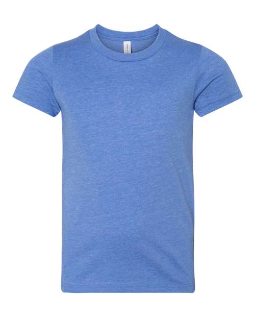 BELLA + CANVAS Youth CVC Jersey Tee - Heather Columbia Blue Front
