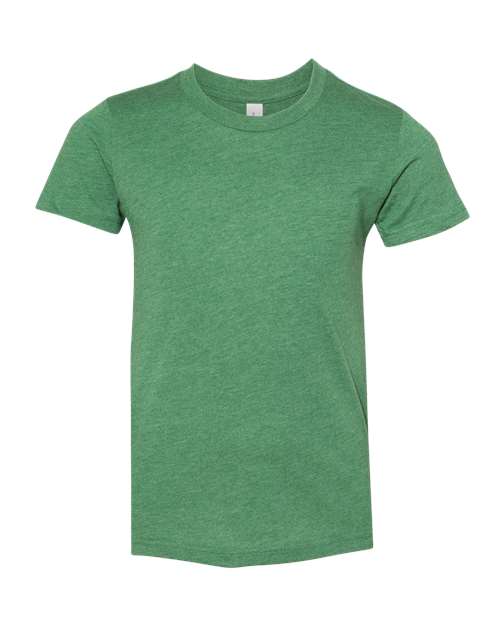 BELLA + CANVAS Youth CVC Jersey Tee - Heather Grass Green Front