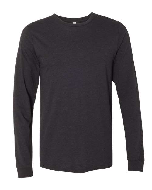BELLA + CANVAS Heather CVC Long Sleeve Tee - Black Heather Front