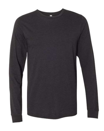 BELLA + CANVAS Heather CVC Long Sleeve Tee - Black Heather Front