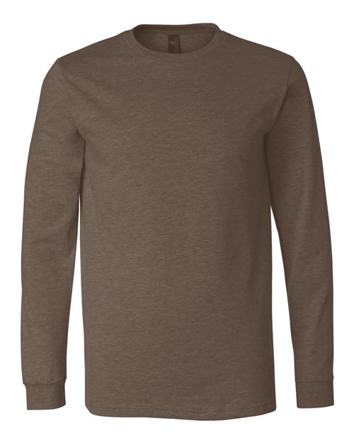 BELLA + CANVAS Heather CVC Long Sleeve Tee - Heather Brown Front