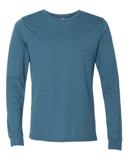 BELLA + CANVAS Heather CVC Long Sleeve Tee - Heather Deep Teal Front