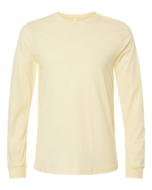 BELLA + CANVAS Heather CVC Long Sleeve Tee - Heather French Vanilla Front
