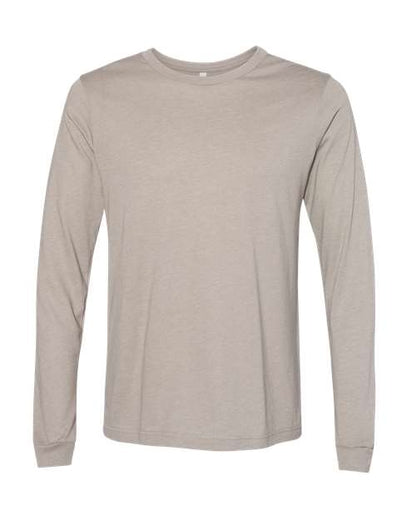 BELLA + CANVAS Heather CVC Long Sleeve Tee - Heather Stone Front
