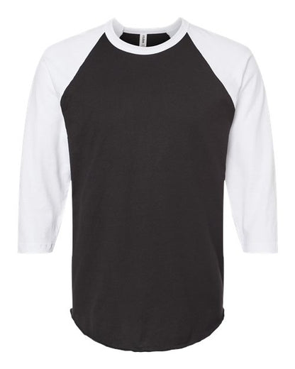 Tultex Unisex Fine Jersey Raglan T-Shirt - Black/ White Front