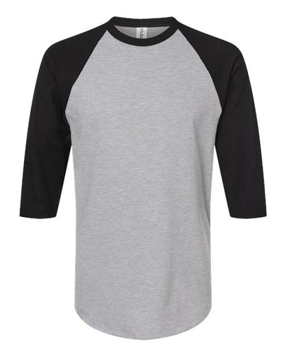 Tultex Unisex Fine Jersey Raglan T-Shirt - Heather Grey/ Black Front