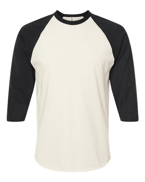 Tultex Unisex Fine Jersey Raglan T-Shirt - Vintage White/ Black Front