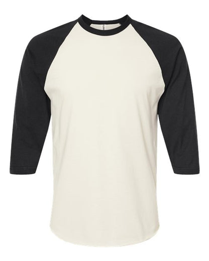Tultex Unisex Fine Jersey Raglan T-Shirt - Vintage White/ Black Front