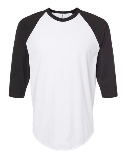 Tultex Unisex Fine Jersey Raglan T-Shirt - White/ Black Front