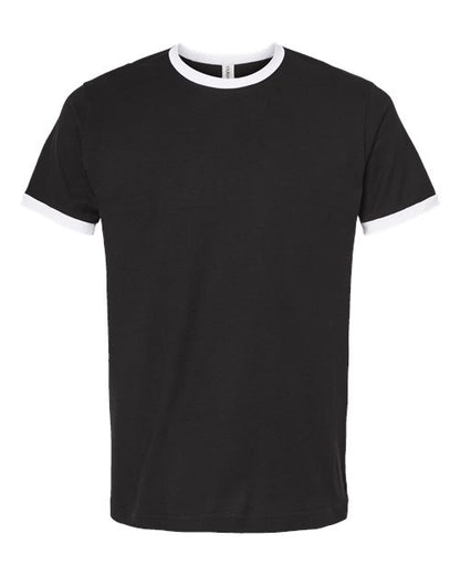 Tultex Unisex Fine Jersey Ringer T-Shirt - Black/ White Front