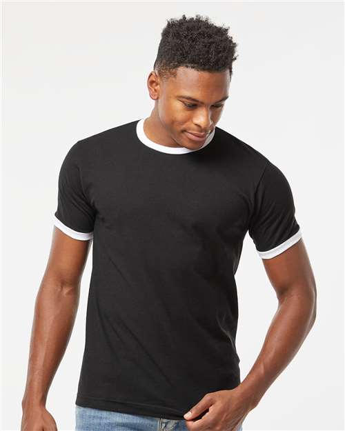 Tultex Unisex Fine Jersey Ringer T-Shirt - Model Front
