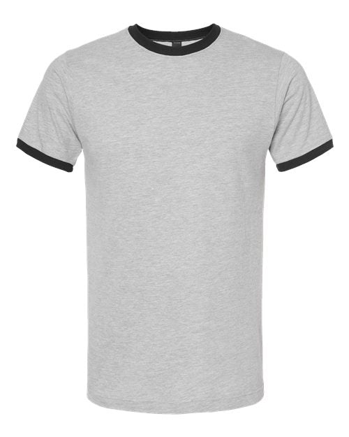 Tultex Unisex Fine Jersey Ringer T-Shirt - Heather Grey/ Black Front