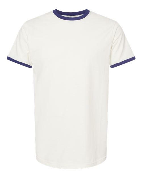Tultex Unisex Fine Jersey Ringer T-Shirt - Vintage White/ Inked India Front