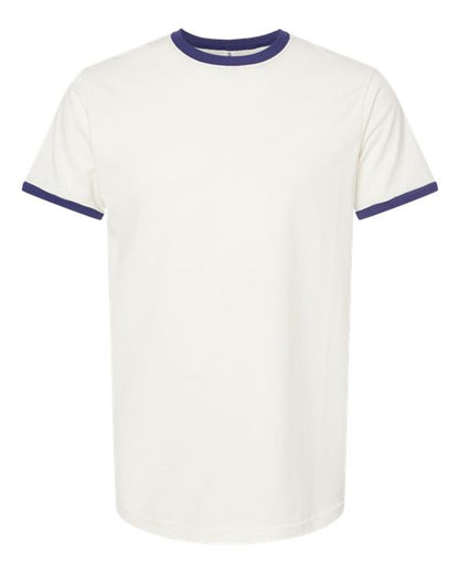 Tultex Unisex Fine Jersey Ringer T-Shirt - Vintage White/ Inked India Front