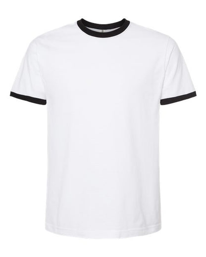 Tultex Unisex Fine Jersey Ringer T-Shirt - White/ Black Front
