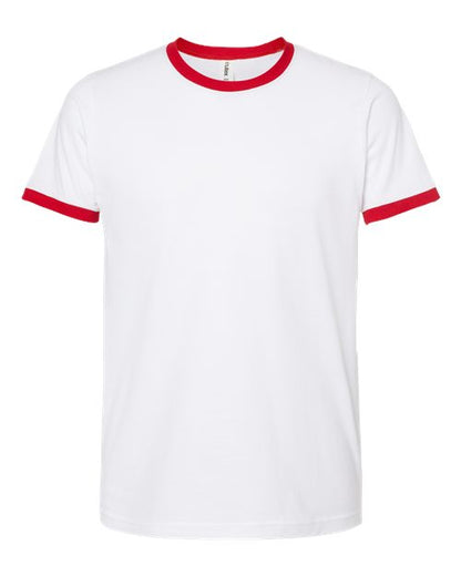 Tultex Unisex Fine Jersey Ringer T-Shirt - White/ Red Front