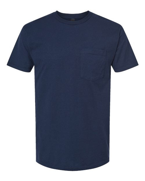 Tultex Unisex Heavyweight Jersey Pocket T-Shirt - Navy Front