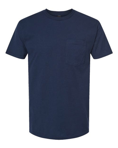Tultex Unisex Heavyweight Jersey Pocket T-Shirt - Navy Front