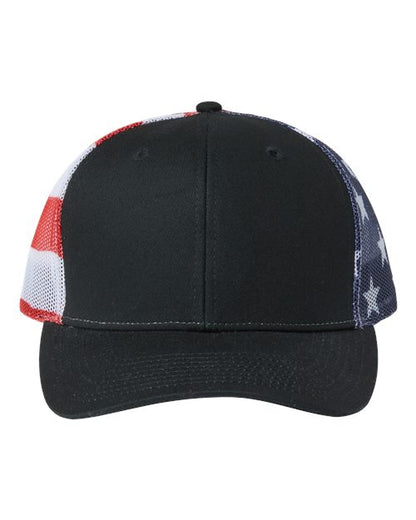 Kati Printed Mesh Trucker Cap - Black/ USA Flag Front