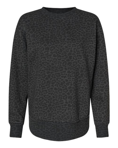 LAT Women's Weekend Crewneck Sweatshirt - Black Leopard Front