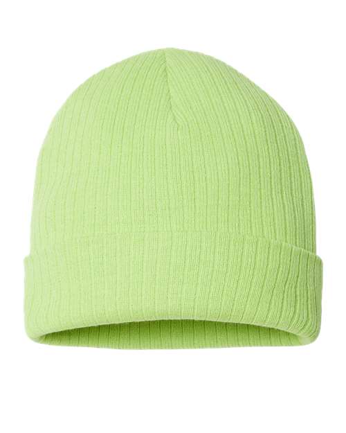 Atlantis Headwear Sustainable Rib Cuffed Beanie - Acid Green Front