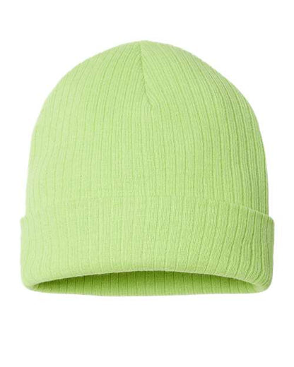 Atlantis Headwear Sustainable Rib Cuffed Beanie - Acid Green Front