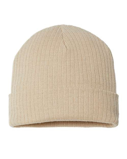 Atlantis Headwear Sustainable Rib Cuffed Beanie - Light Beige Front