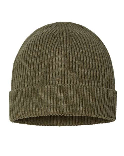 Atlantis Headwear Sustainable Fine Rib Cuffed Beanie - Olive Front