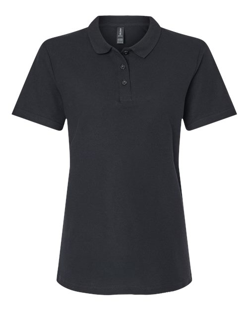 Women's Softstyle® Pique Polo - Black Front