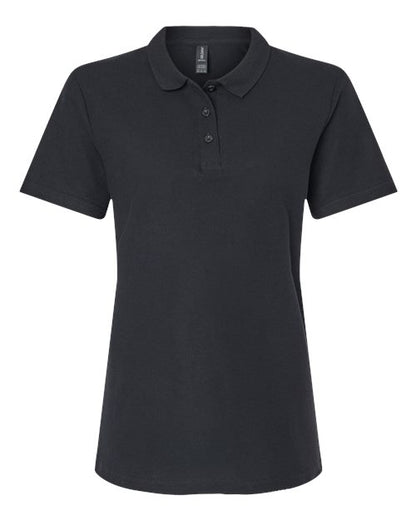 Women's Softstyle® Pique Polo - Black Front