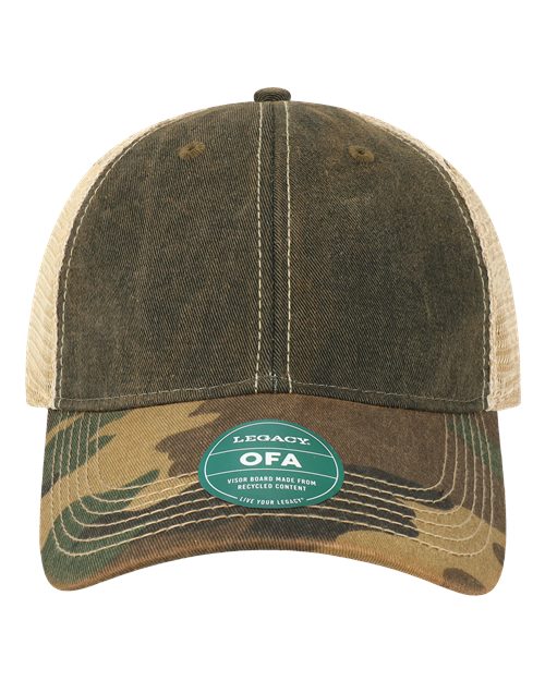 LEGACY Old Favorite Trucker Cap - Black/ Army Camo/ Khaki Front