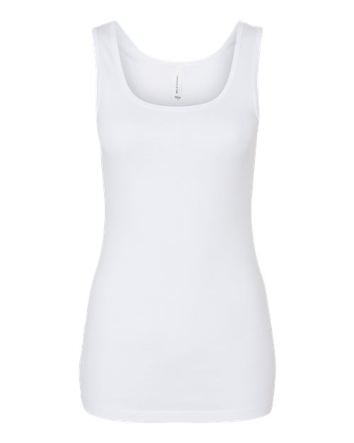 BELLA + CANVAS Women's Micro Rib Tank - Solid White Blend Front