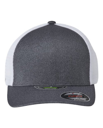 Flexfit Unipanel™ Trucker Cap - Melange Dark Grey/ White Front