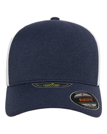 Flexfit Unipanel™ Trucker Cap - Melange Navy/ White Front