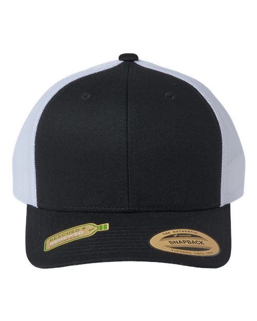YP Classics Sustainable Retro Trucker Cap - Black/ White Front