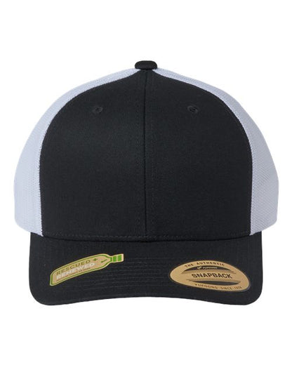 YP Classics Sustainable Retro Trucker Cap - Black/ White Front