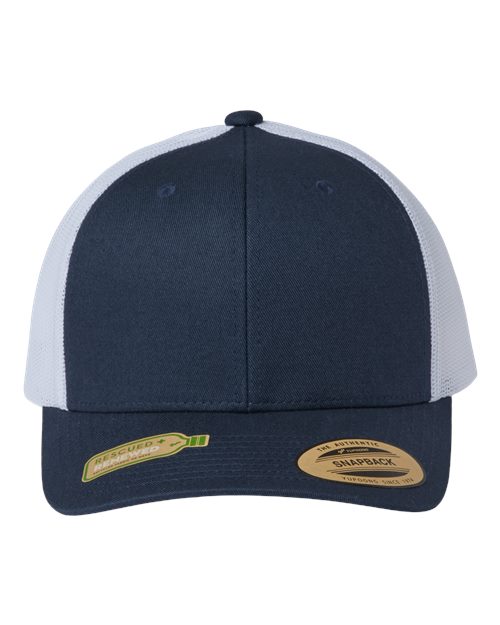 YP Classics Sustainable Retro Trucker Cap - Navy/ White Front