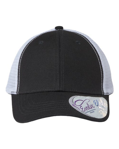 Infinity Her Women's Modern Trucker Cap - Black/ White Front
