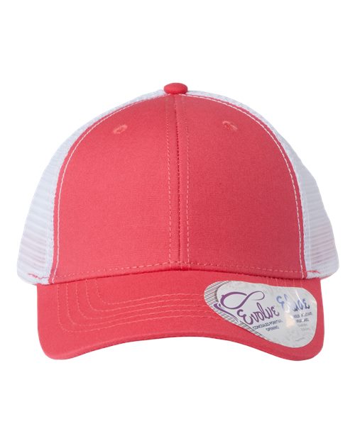 Infinity Her Women's Modern Trucker Cap - Coral/ White Front