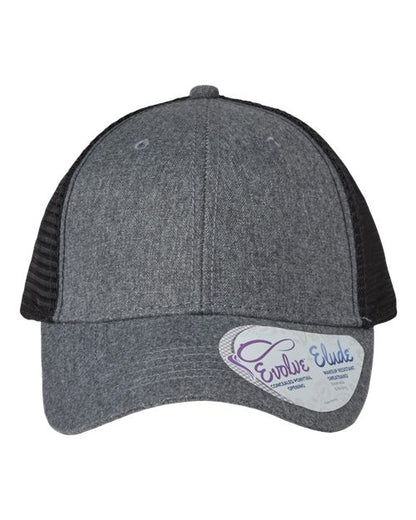 Infinity Her Women's Modern Trucker Cap - Heather Grey/ Black Front
