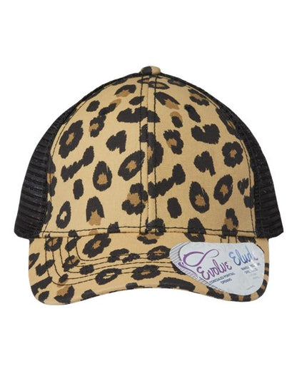 Infinity Her Women's Modern Trucker Cap - Leopard/ Black Front