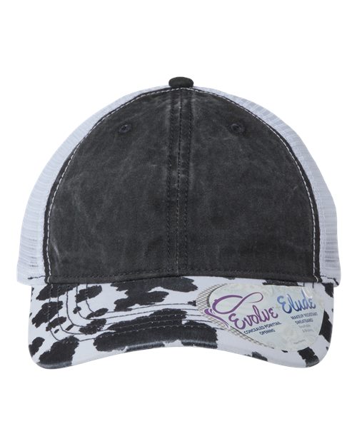 Infinity Her Women's Printed Bill with Mesh Back Cap - Black/ Cow/ White Front