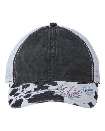 Infinity Her Women's Printed Bill with Mesh Back Cap - Black/ Cow/ White Front